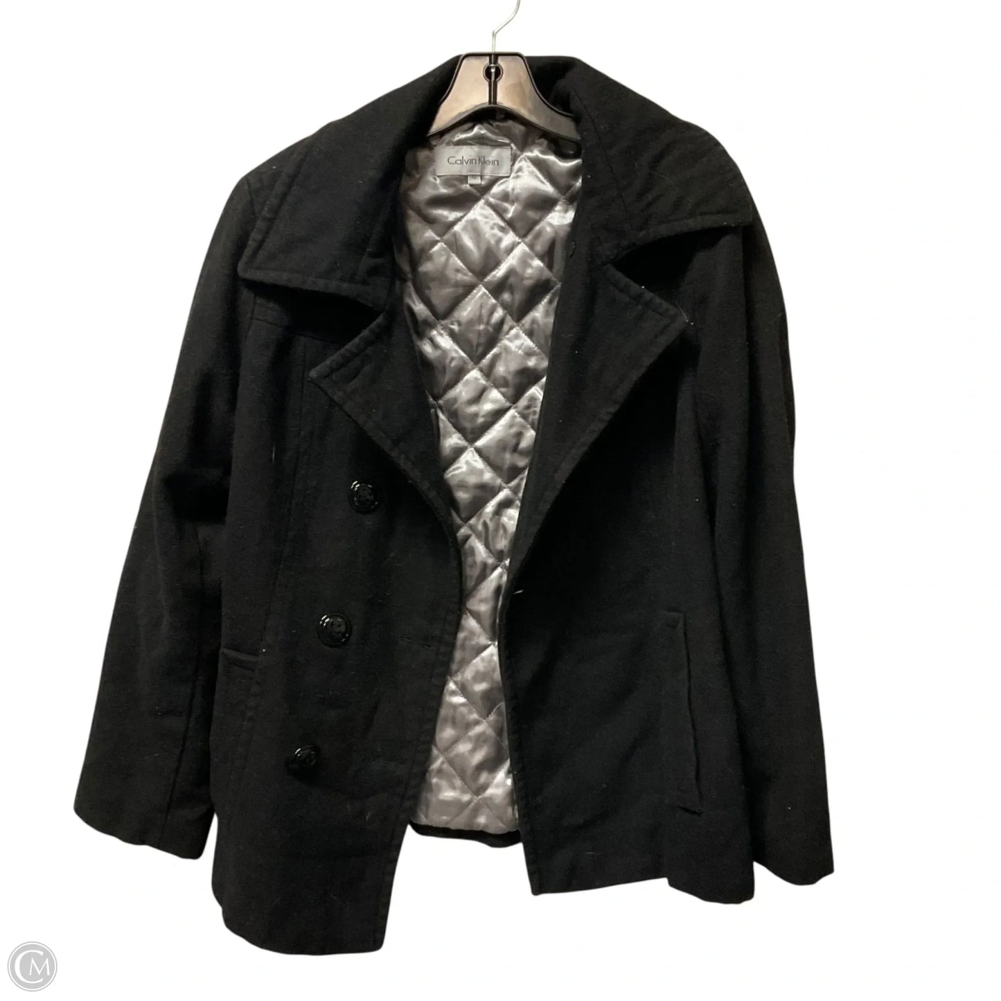 Coat Peacoat By Calvin Klein In Black, Size: L
