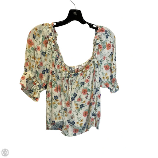 Top Short Sleeve By Belle Du Jour In Floral Print, Size: Xl
