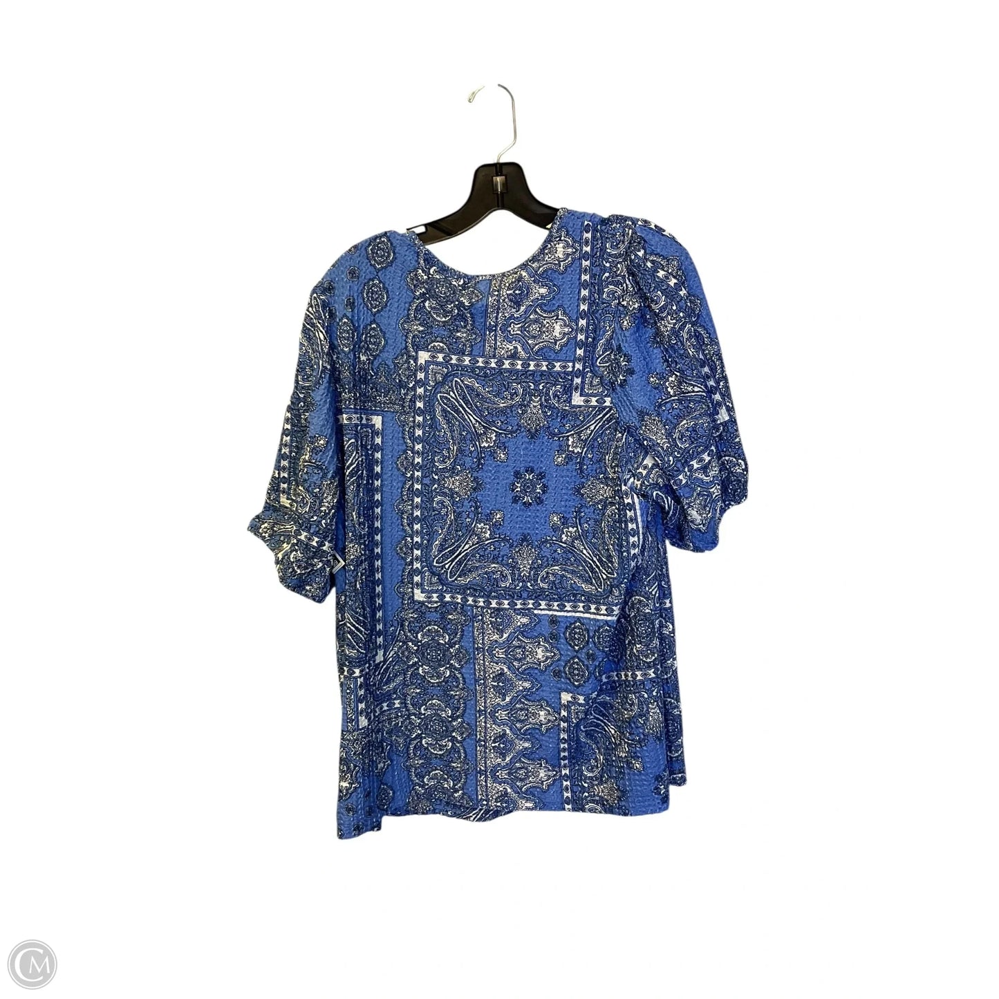 Top Short Sleeve By Loft In Blue & White, Size: Xxl