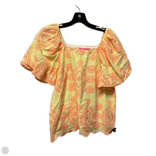 Top Short Sleeve Designer By Lilly Pulitzer In Orange & Yellow, Size: Xs