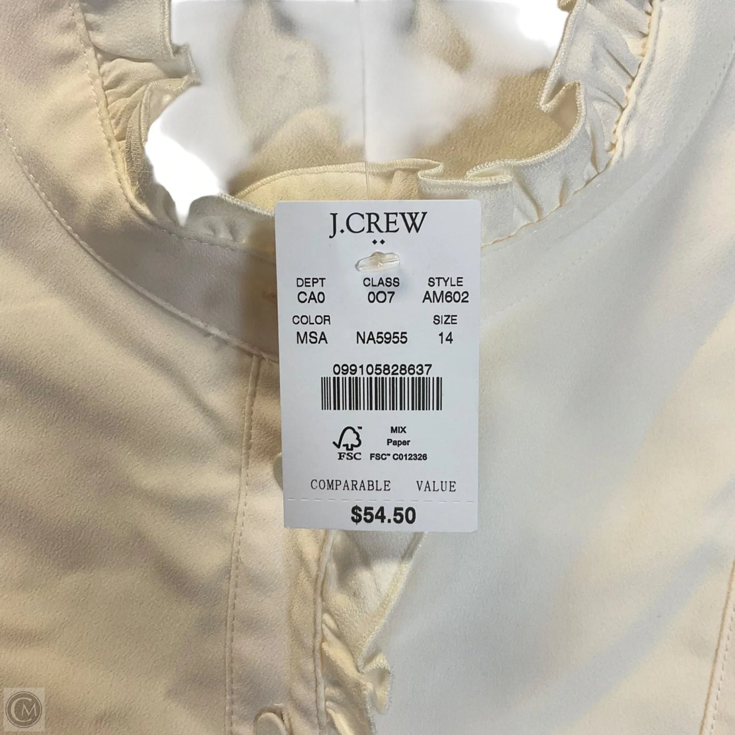 Top Sleeveless By J. Crew In Cream, Size: Xl