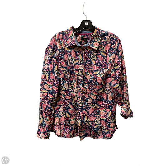 Top Long Sleeve By Talbots In Blue & Pink, Size: L
