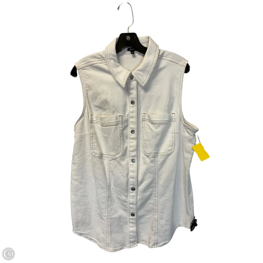 Vest Other By Express In White Denim, Size: Xl