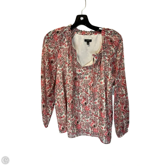 Top Long Sleeve By Talbots In Pink & White, Size: S