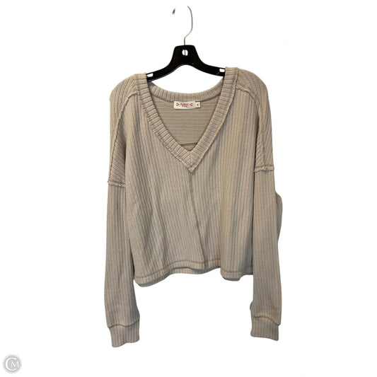 Top Long Sleeve By Almost Pink In Tan, Size: M