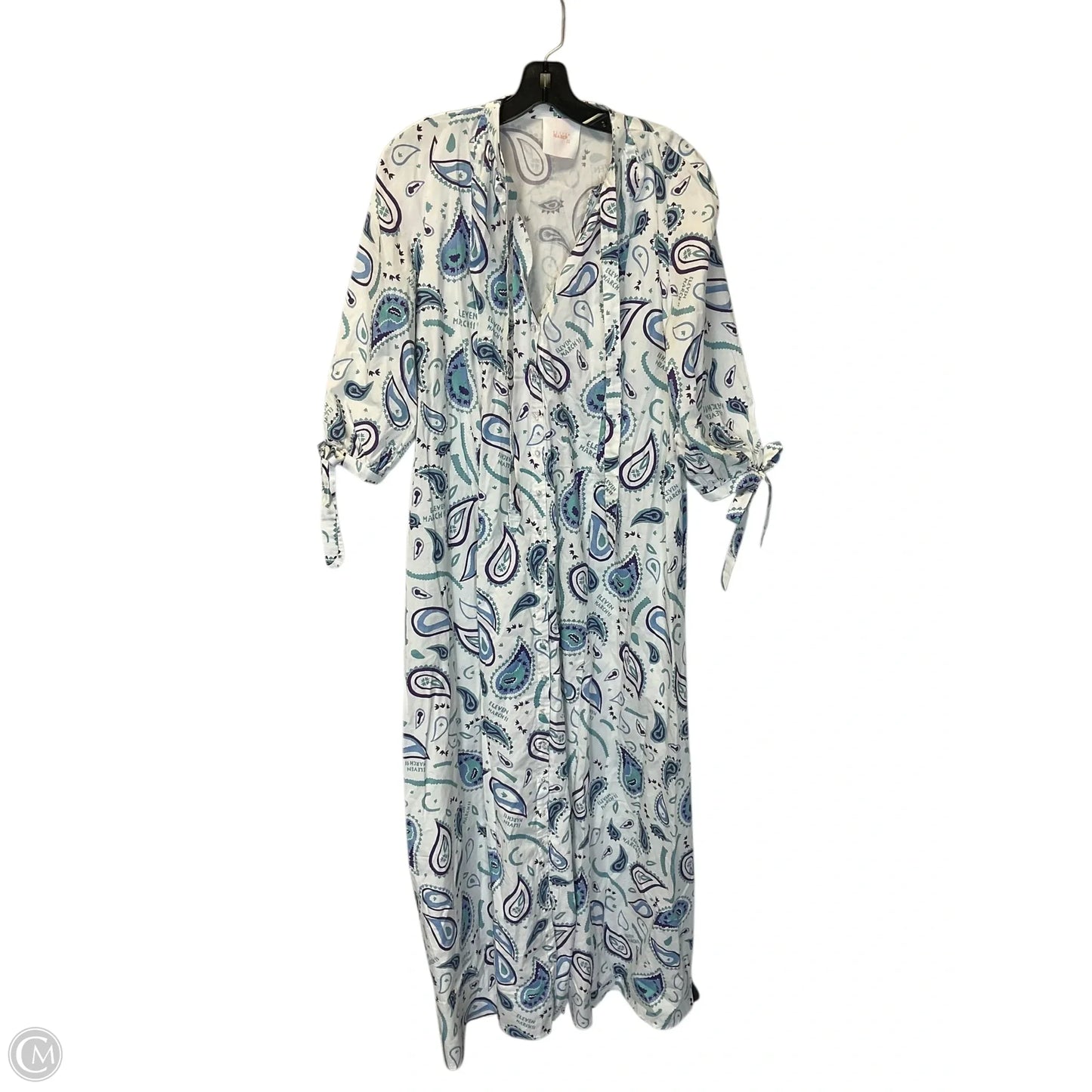 Dress Casual Midi By Cmc In Blue & White, Size: L