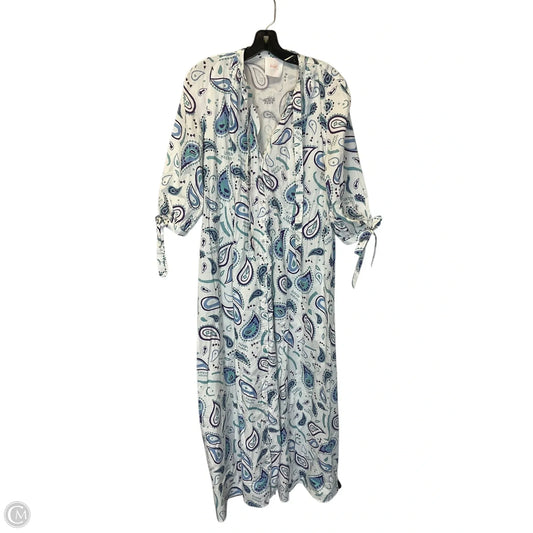 Dress Casual Midi By Cmc In Blue & White, Size: L