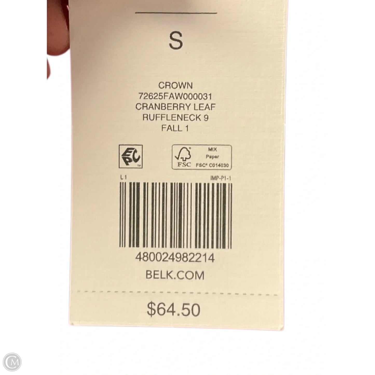 Top Long Sleeve By Crown And Ivy In Pink & Red, Size: S