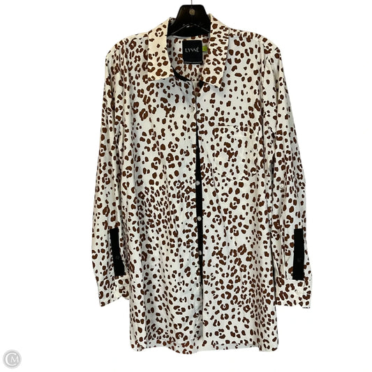 Top Long Sleeve By Lysse In Brown & Cream, Size: L