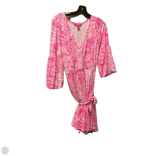 Dress Designer By Lilly Pulitzer In Pink & White, Size: L