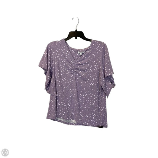 Top Short Sleeve By Chicos In Purple & White, Size: L