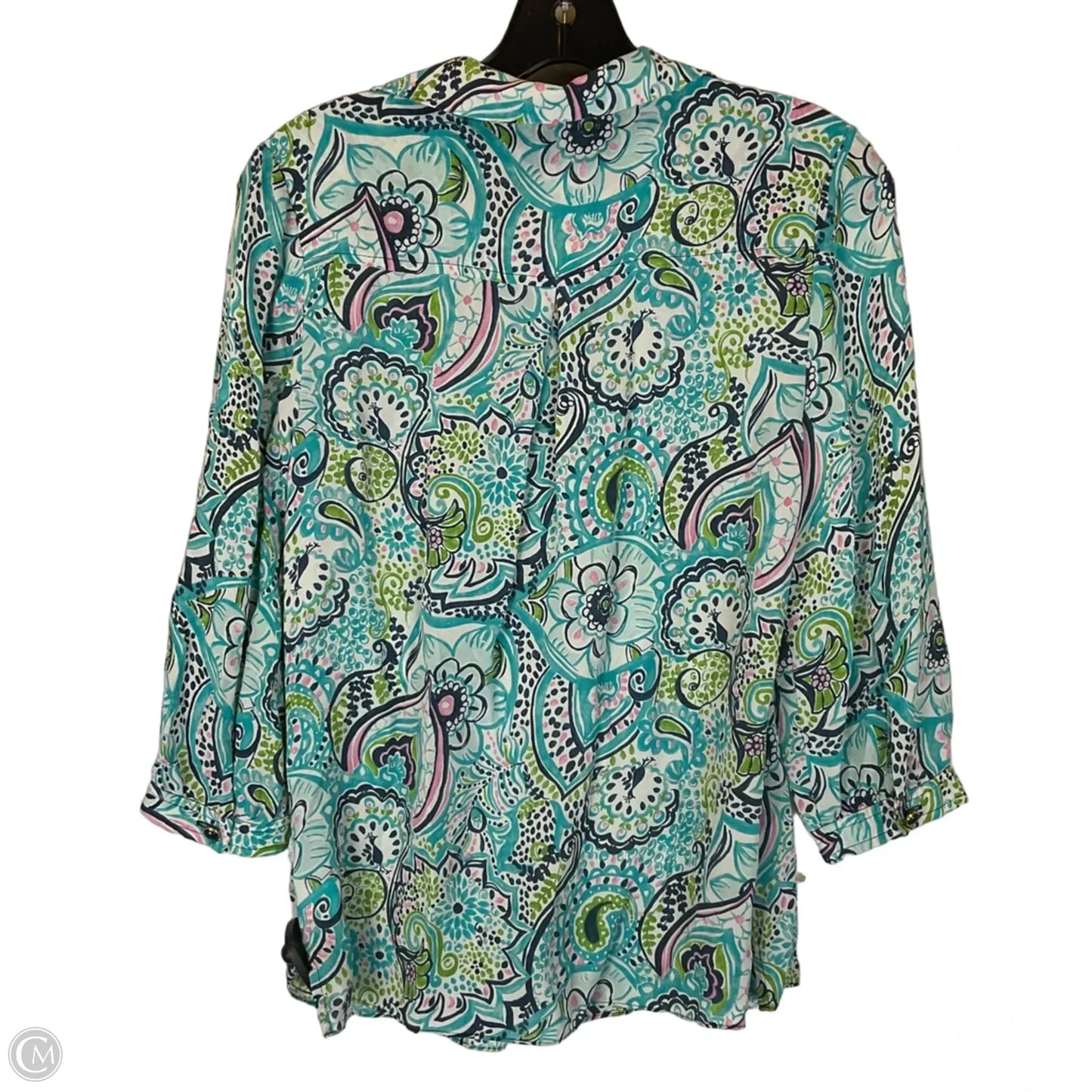 Top Long Sleeve Designer By Lilly Pulitzer In Blue & Green, Size: 4