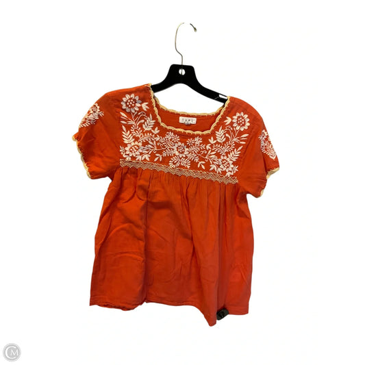 Top Short Sleeve By Thml In Orange & White, Size: Xs