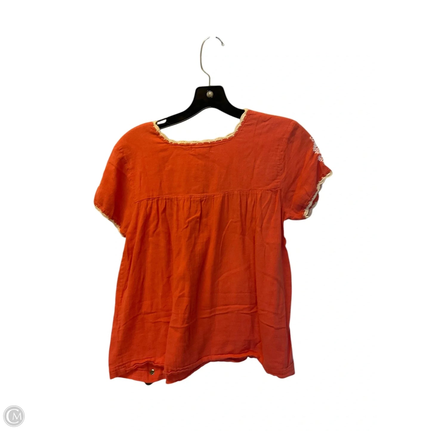 Top Short Sleeve By Thml In Orange & White, Size: Xs