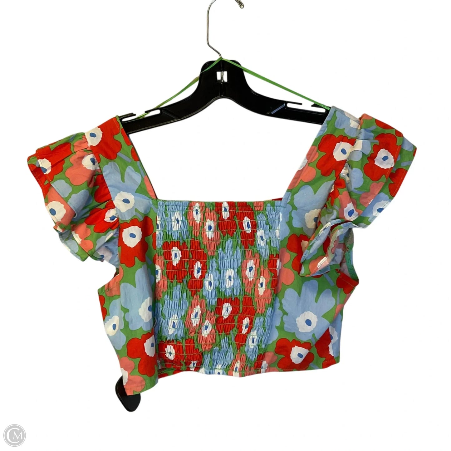 Top Short Sleeve By Clothes Mentor In Orange & White, Size: M