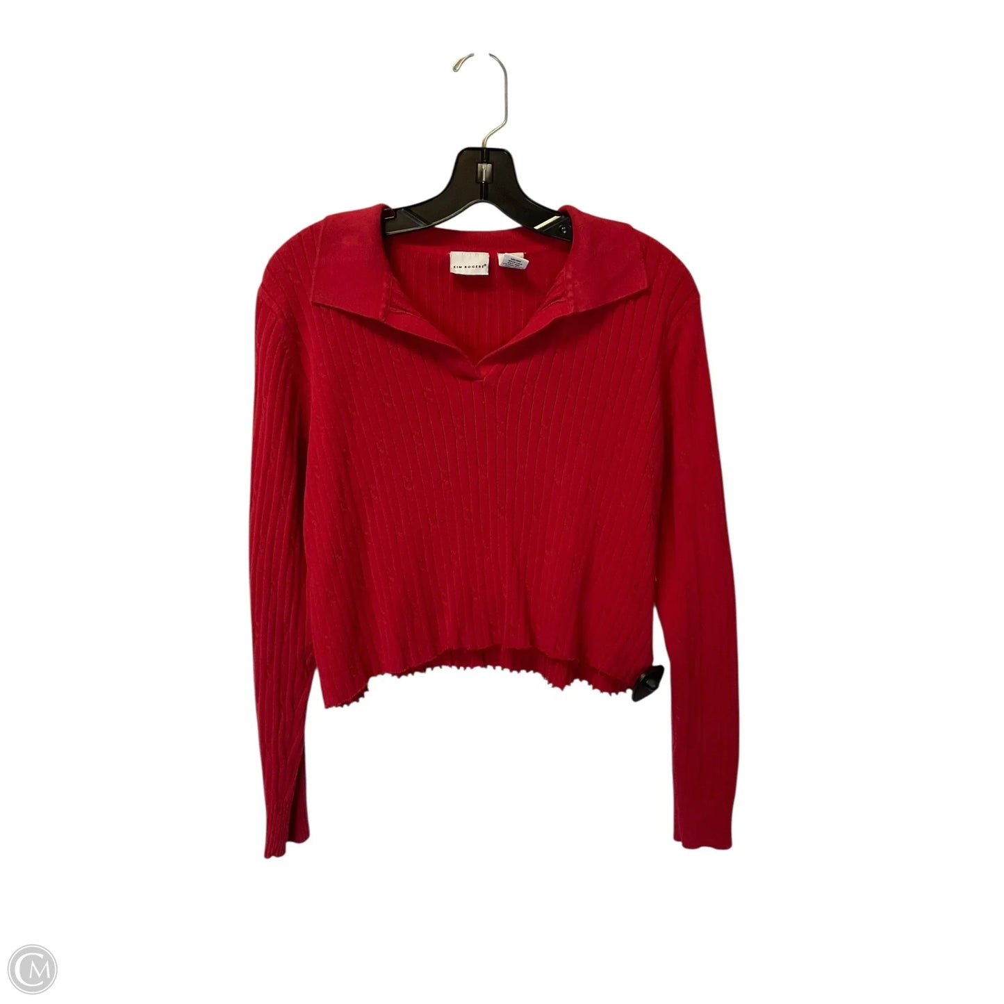 Top Long Sleeve By Kim Rogers In Red, Size: L