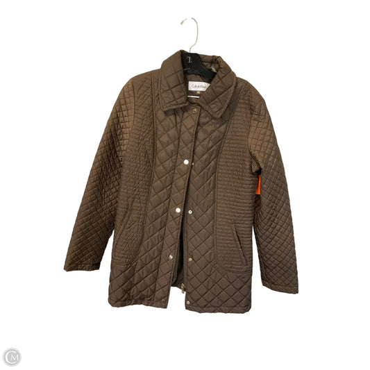 Jacket Puffer & Quilted By Calvin Klein In Brown, Size: M