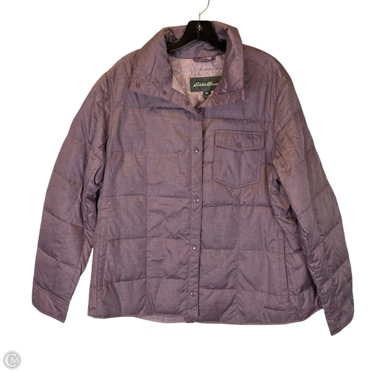 Jacket Puffer & Quilted By Eddie Bauer In Purple, Size: 2x