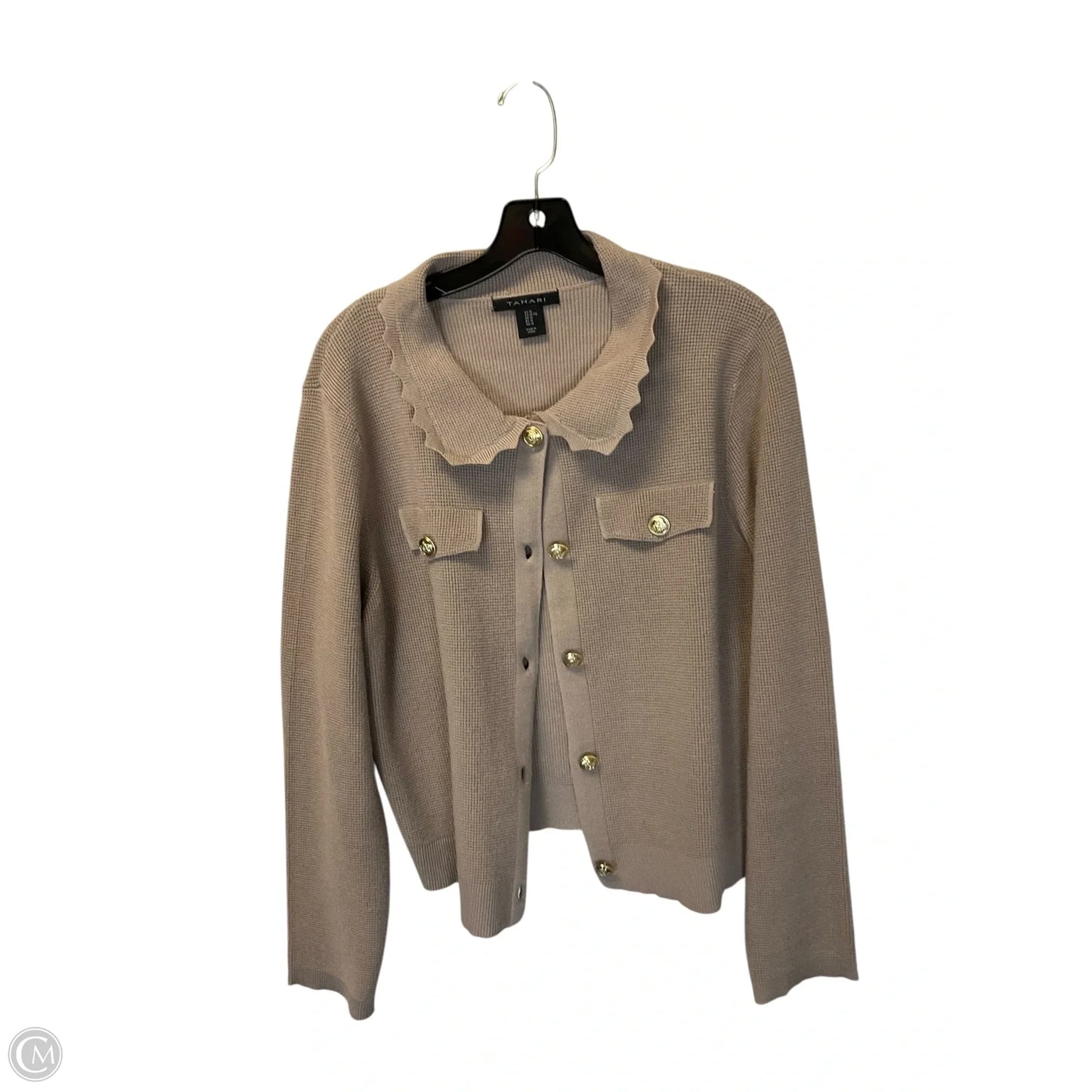 Cardigan By Tahari By Arthur Levine In Tan, Size: Xl