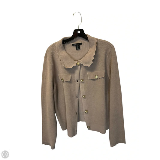 Cardigan By Tahari By Arthur Levine In Tan, Size: Xl