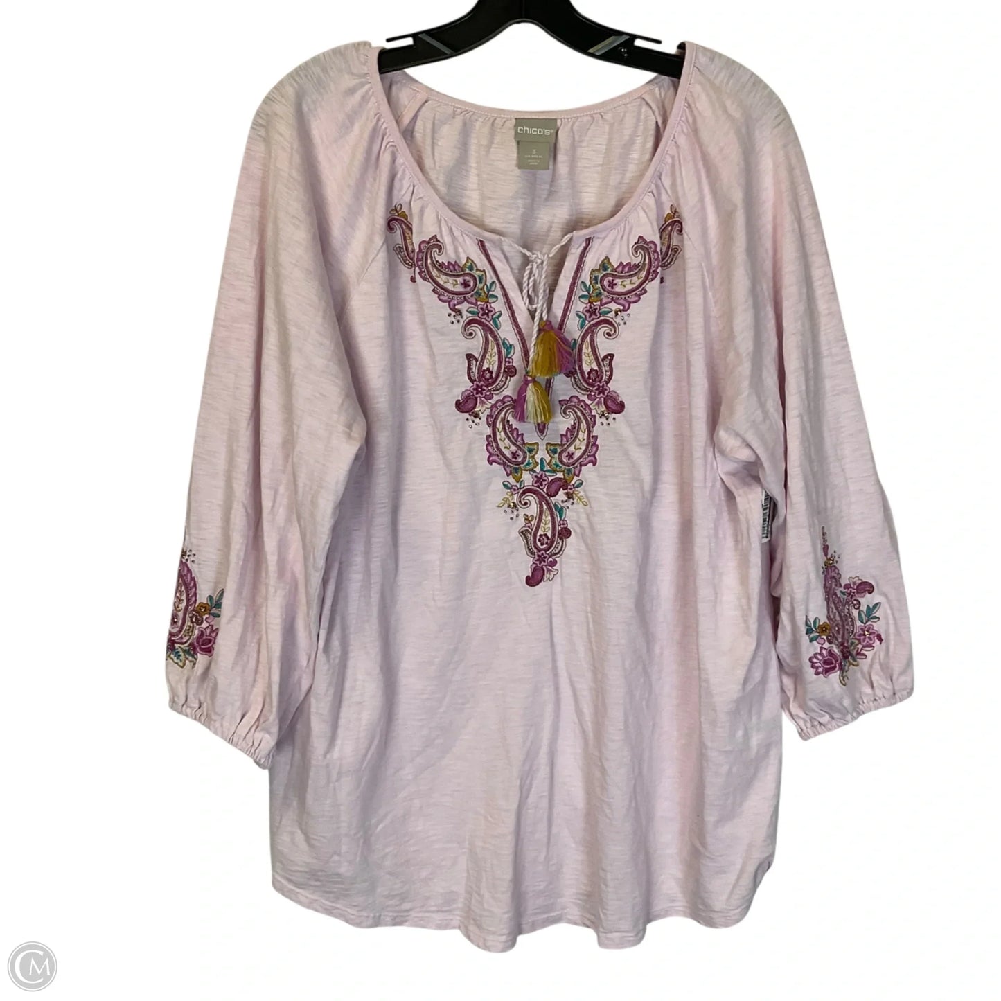 Top Long Sleeve By Chicos In Pink, Size: Xl