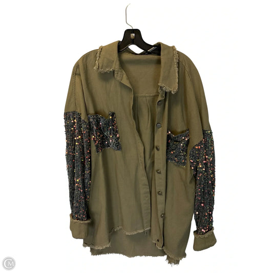 Jacket Denim By Chicme In Green, Size: 2x
