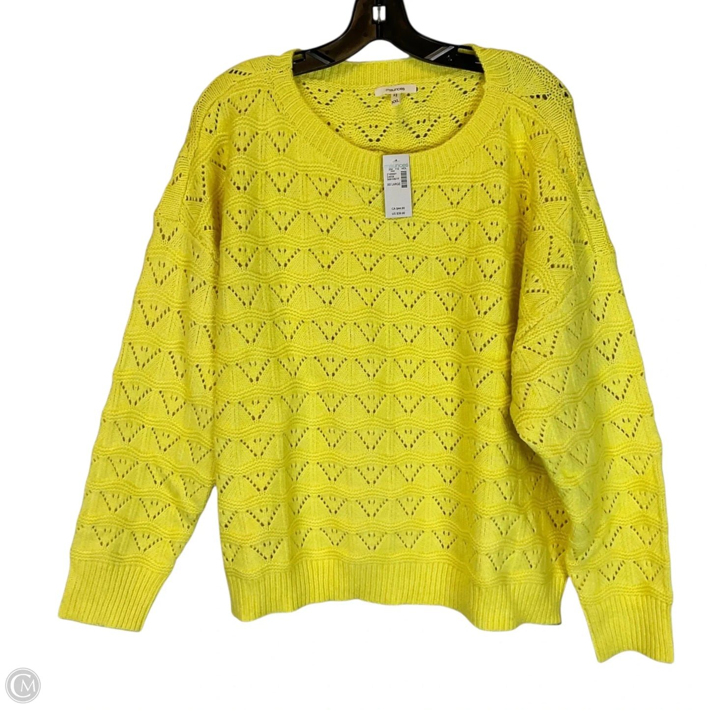 Sweater By Maurices In Yellow, Size: Xxl