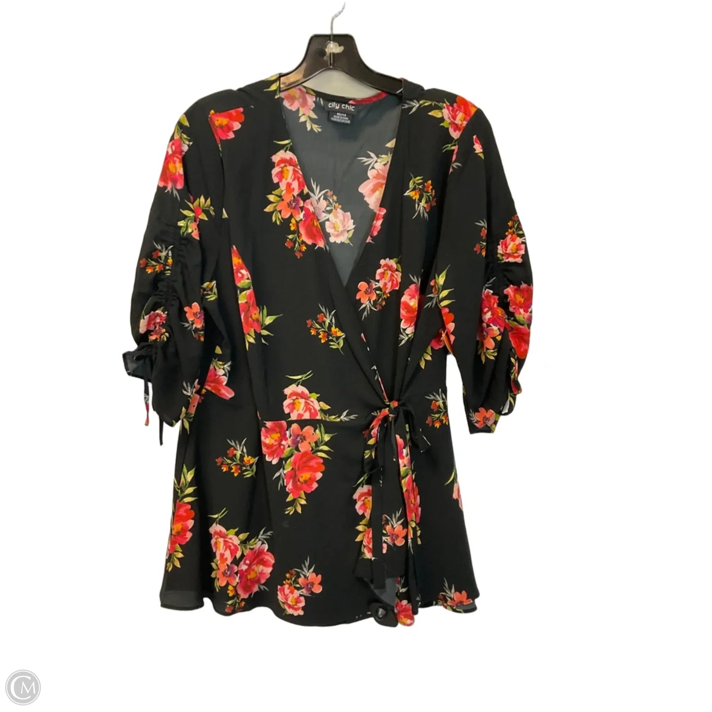 Top Short Sleeve By City Chic In Floral Print, Size: Xs