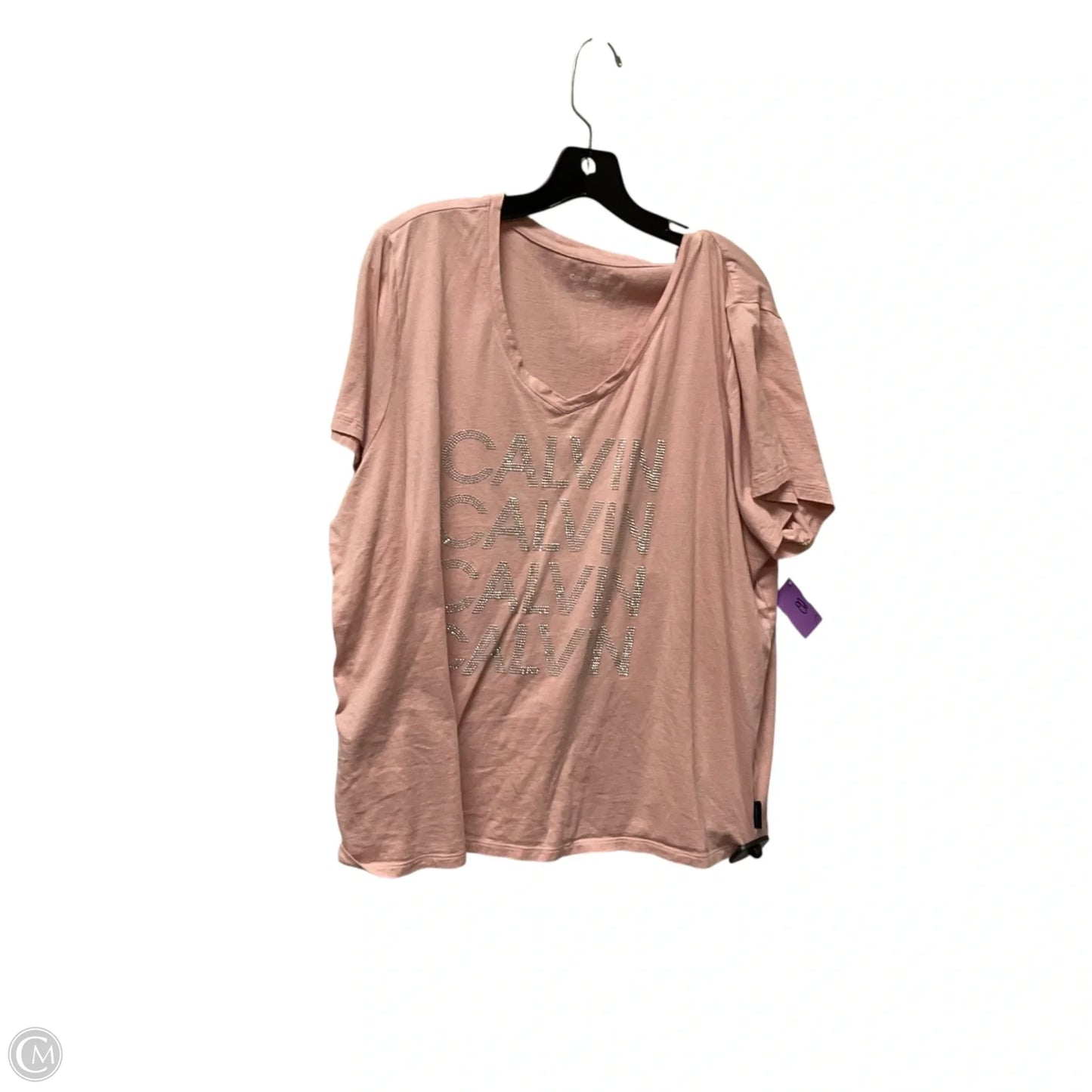 Top Short Sleeve Basic By Calvin Klein In Pink, Size: 2x