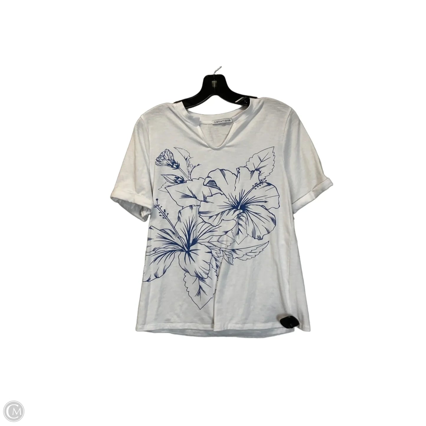 Top Short Sleeve Basic By Notations In White, Size: S