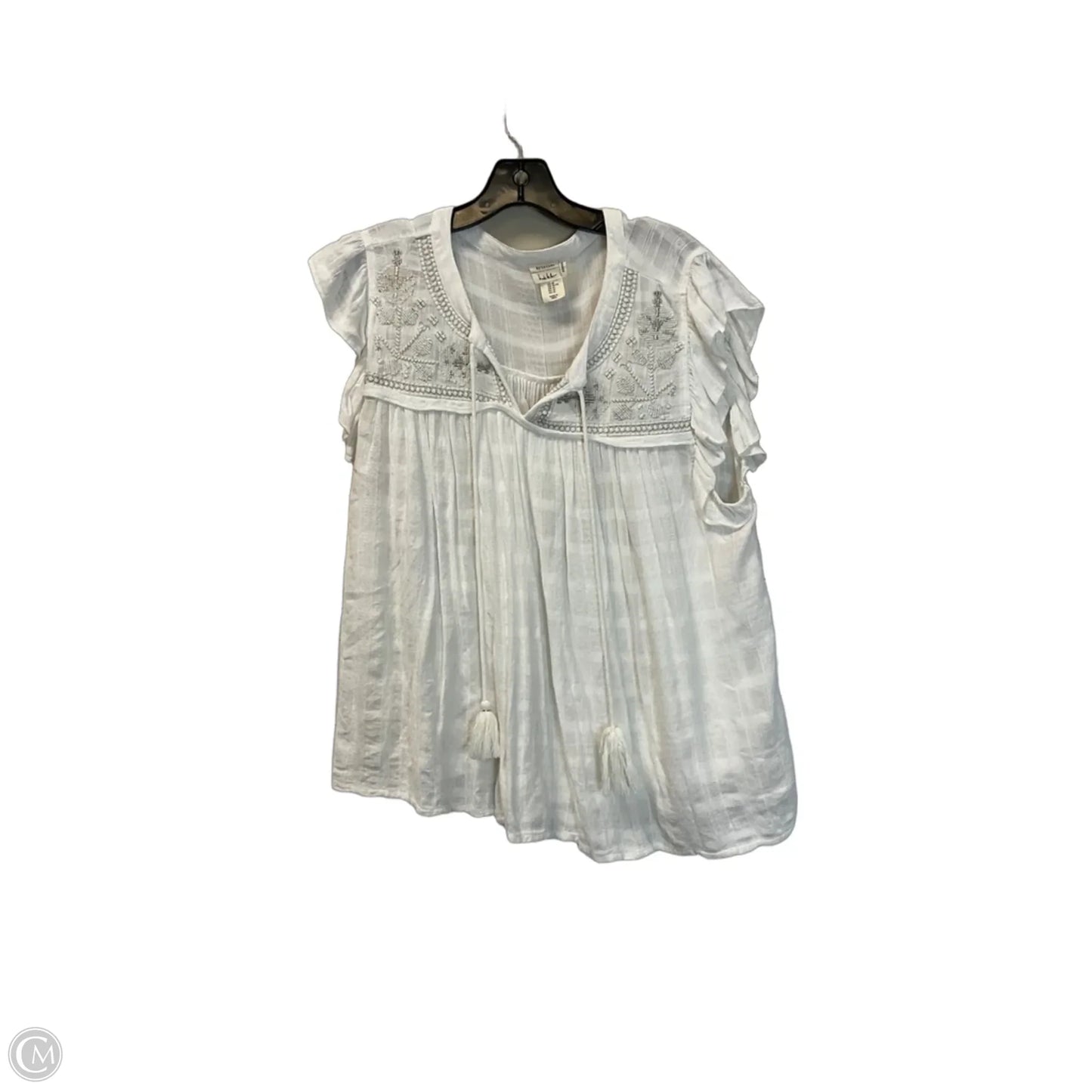 Top Short Sleeve By Nicole Miller In White, Size: Xl