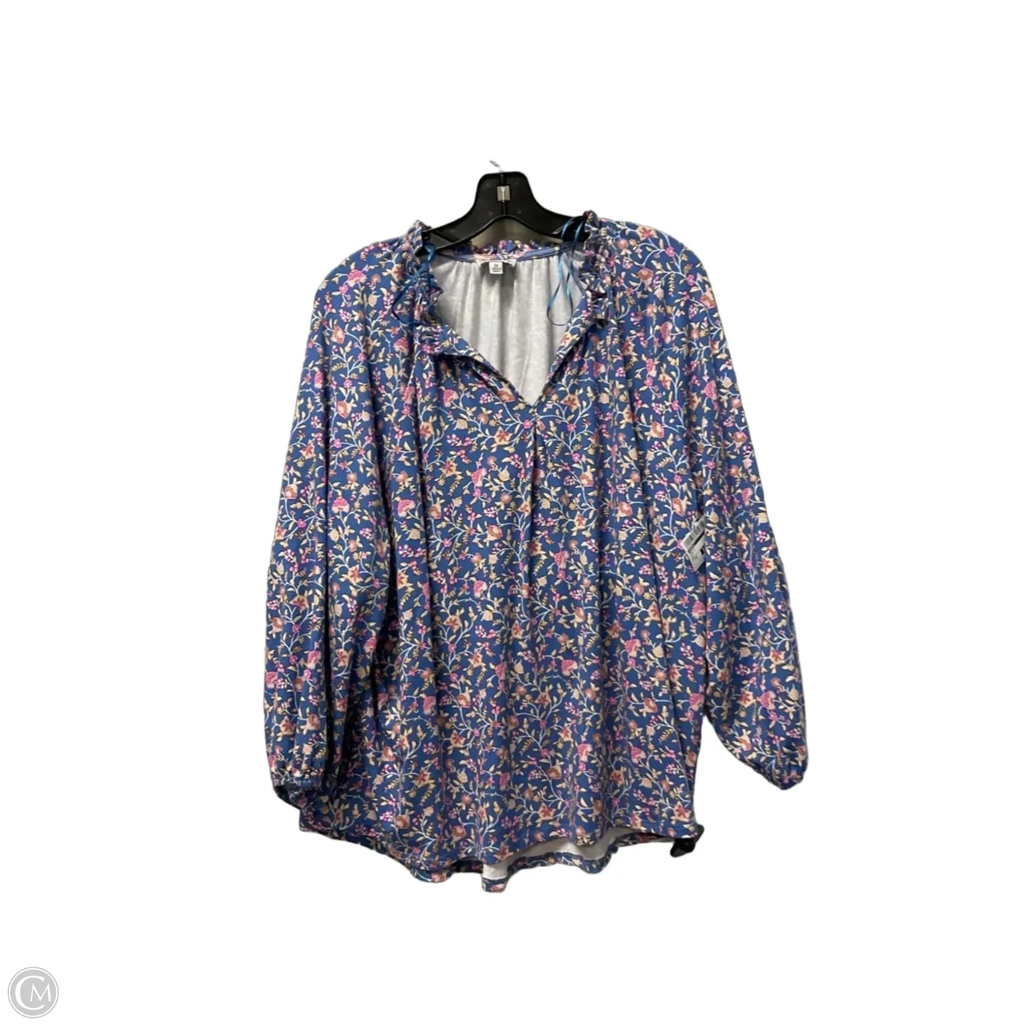 Top Long Sleeve By Wonderly In Blue, Size: 2x