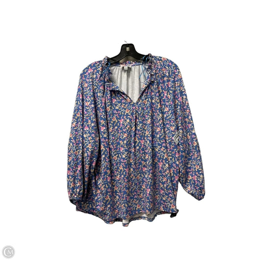 Top Long Sleeve By Wonderly In Blue, Size: 2x