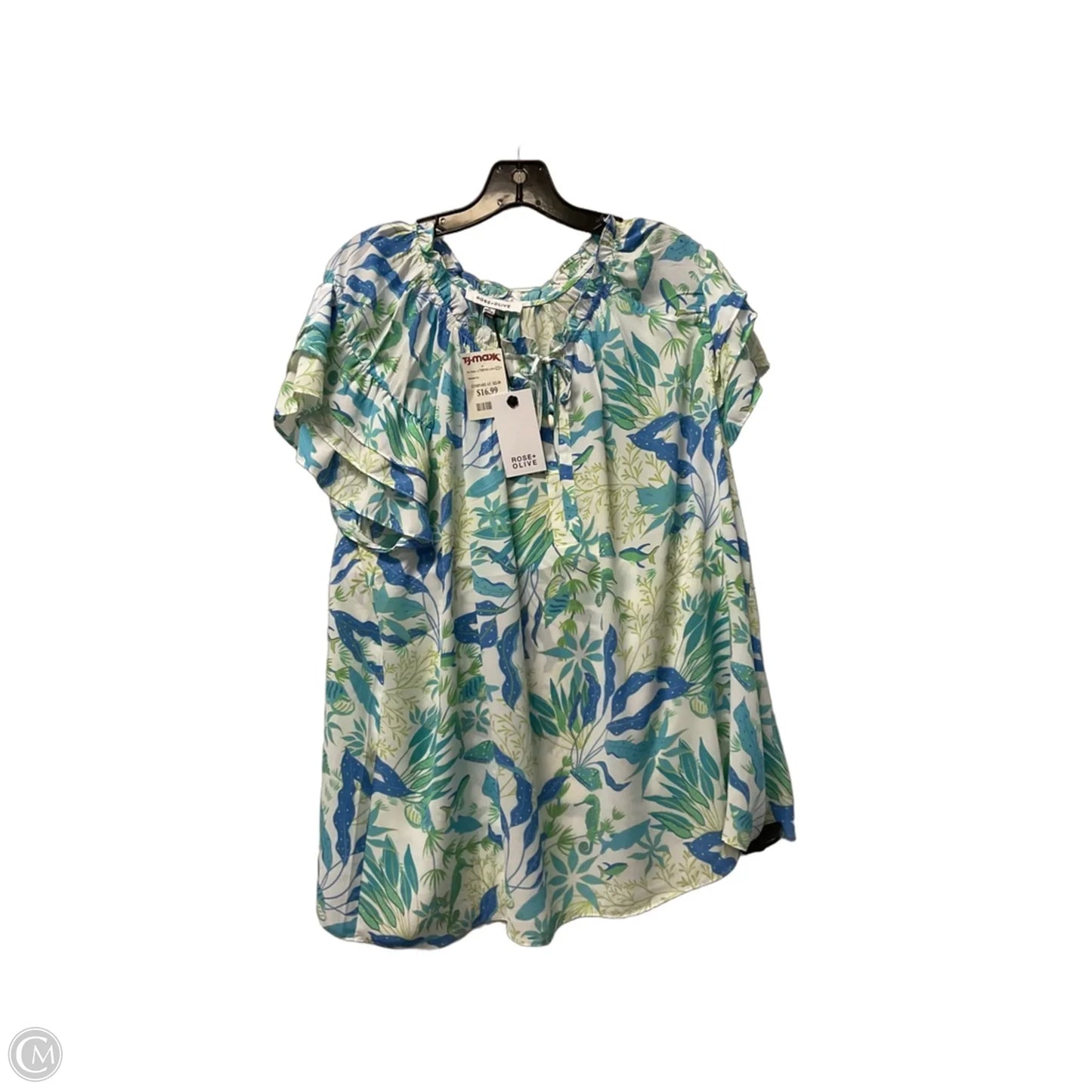 Top Short Sleeve By Rose And Olive In Blue, Size: 1x
