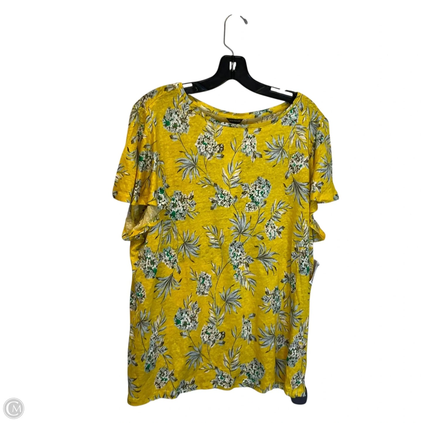 Top Short Sleeve By Ann Taylor In Yellow, Size: Xxl