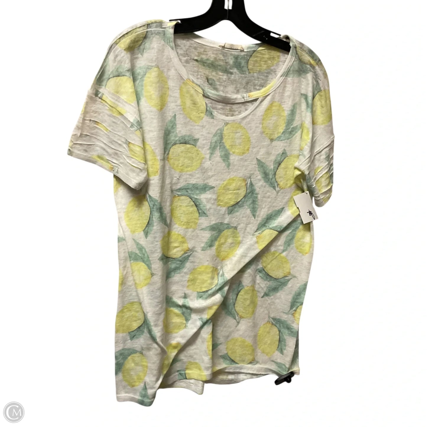 Top Short Sleeve Basic By Promesa In White & Yellow