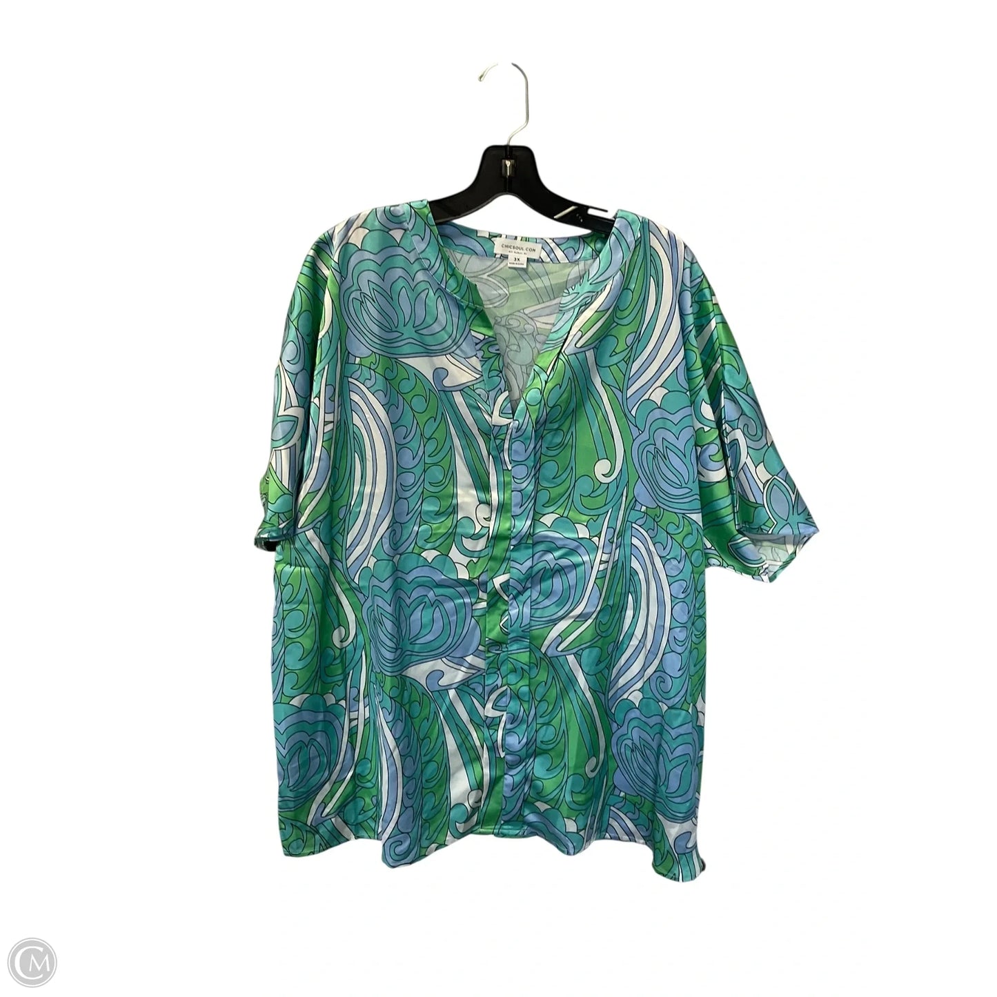 Top Short Sleeve By Chicsoul In Blue, Size: 3x