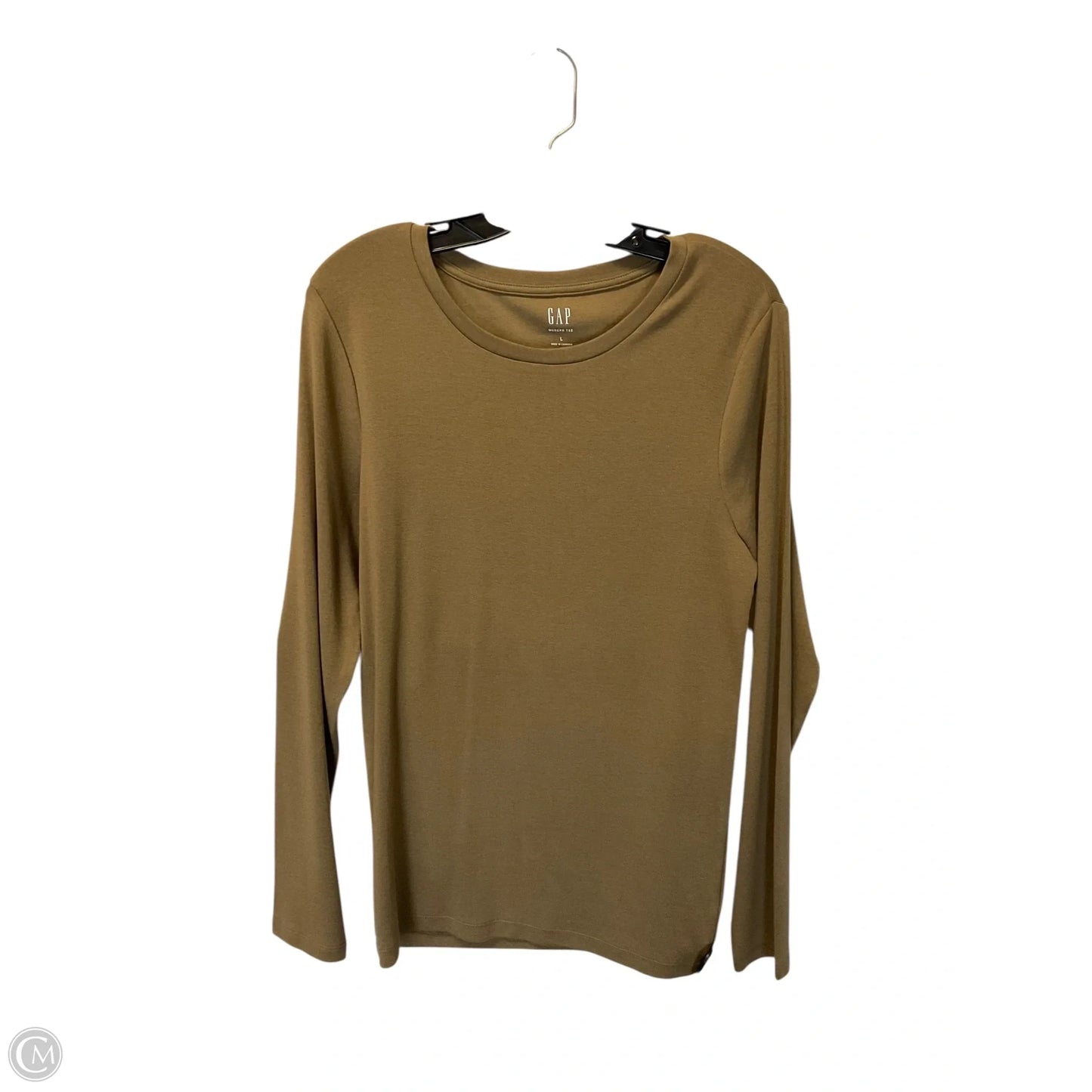 Top Long Sleeve Basic By Gap In Tan, Size: L