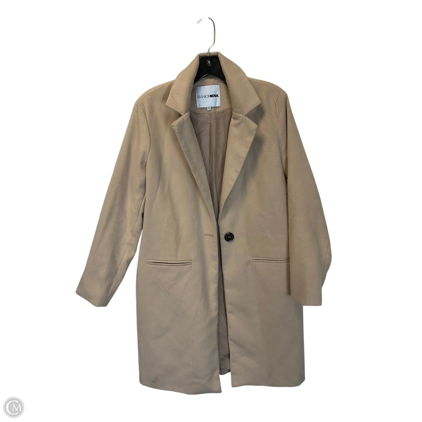 Coat Trench Coat By Fashion Nova In Tan, Size: L