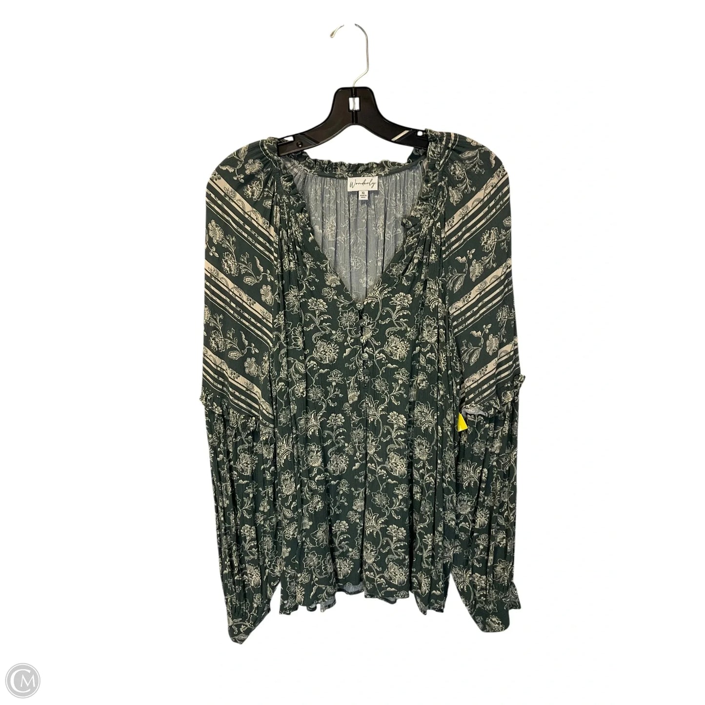 Top Long Sleeve By Wonderly In Green, Size: Xl