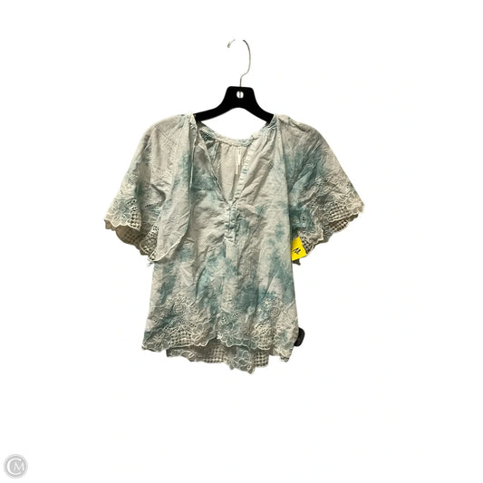 Top Short Sleeve By Anthropologie In Blue & White, Size: Xs