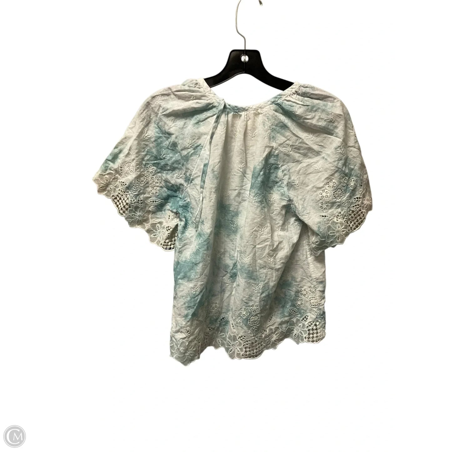 Top Short Sleeve By Anthropologie In Blue & White, Size: Xs