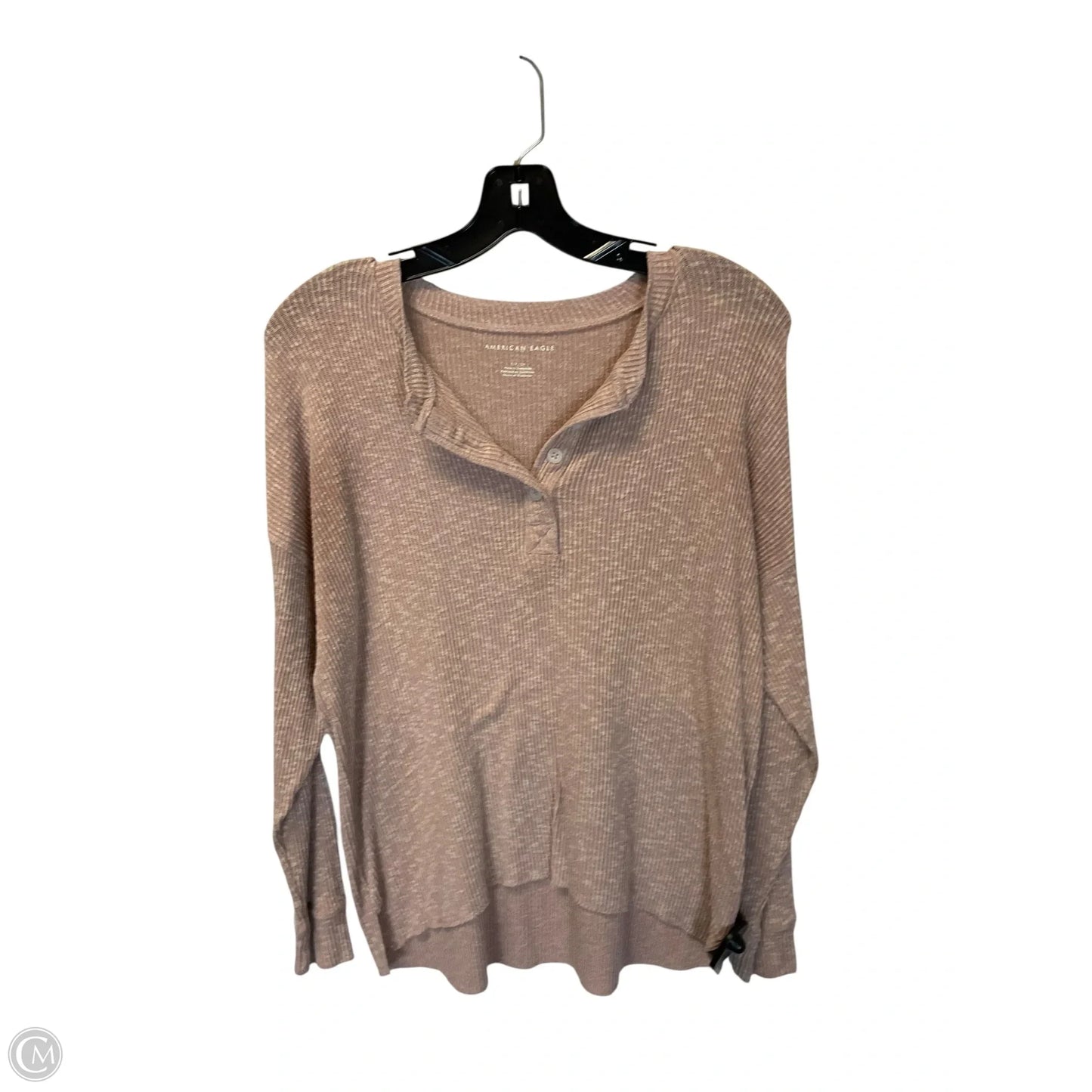 Top Long Sleeve By American Eagle In Pink, Size: S