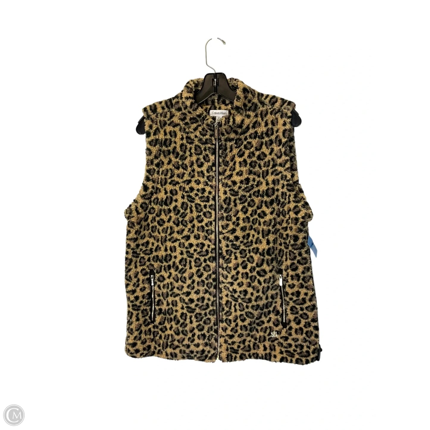 Vest Faux Fur & Sherpa By Calvin Klein In Animal Print, Size: L