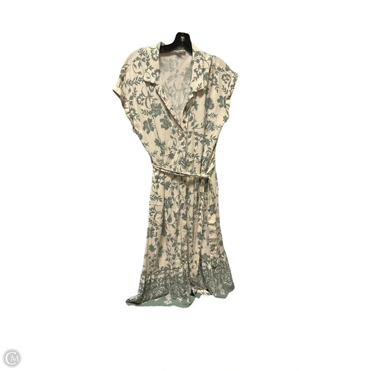 Dress Casual Midi By Lucky Brand In Cream & Green, Size: Xl