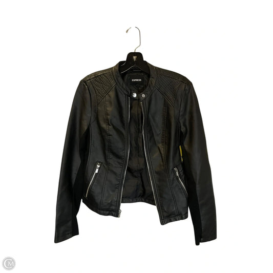 Jacket Moto Leather By Express In Black, Size: S