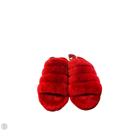 Slippers Designer By Ugg In Red, Size: 7