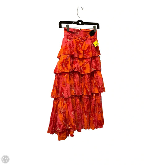 Skirt Midi By Free People In Orange & Pink, Size: L