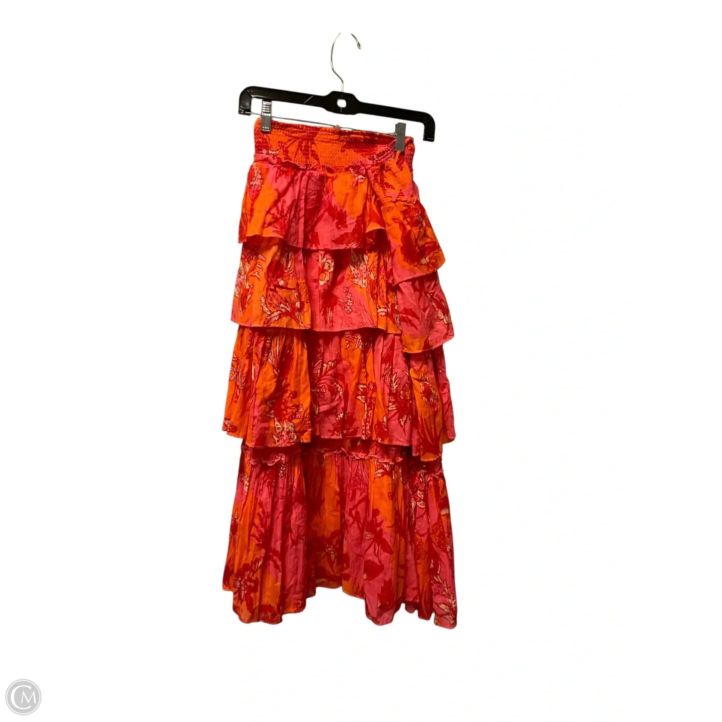 Skirt Midi By Free People In Orange & Pink, Size: L