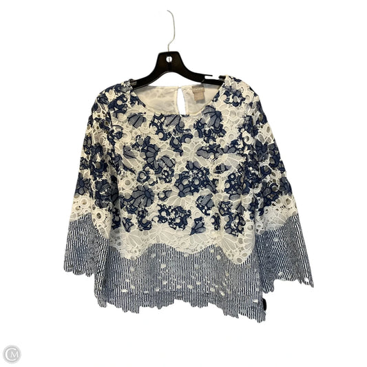 Top Long Sleeve By Chicos In Blue & White, Size: M